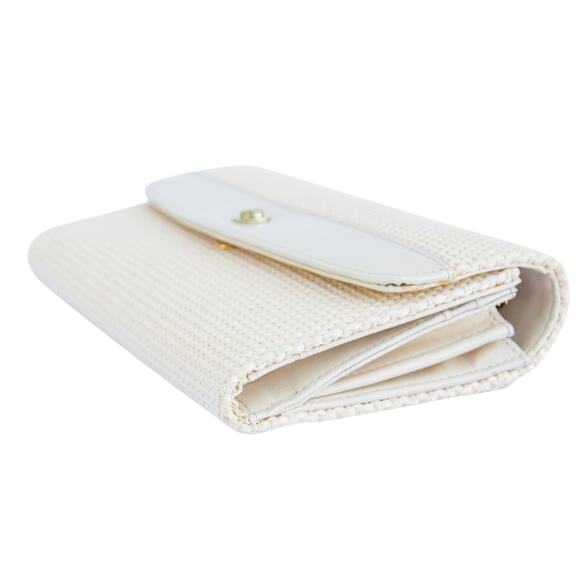 Vintage 1980's Extra Large ETIENNE AIGNER Cream Woven Wallet Clutch - Picture 5 of 8